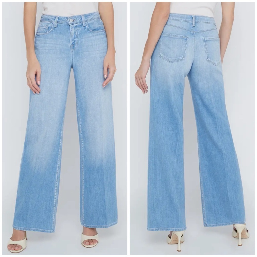 Nwt L’agence Alicent High Rise Wide Leg Jeans Bayview Blue Sz 24